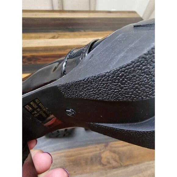 Wild Diva Black Patent Chunky Platform Lace-Up Boots Size 7.5 – Goth Vibes - Picture 10 of 11